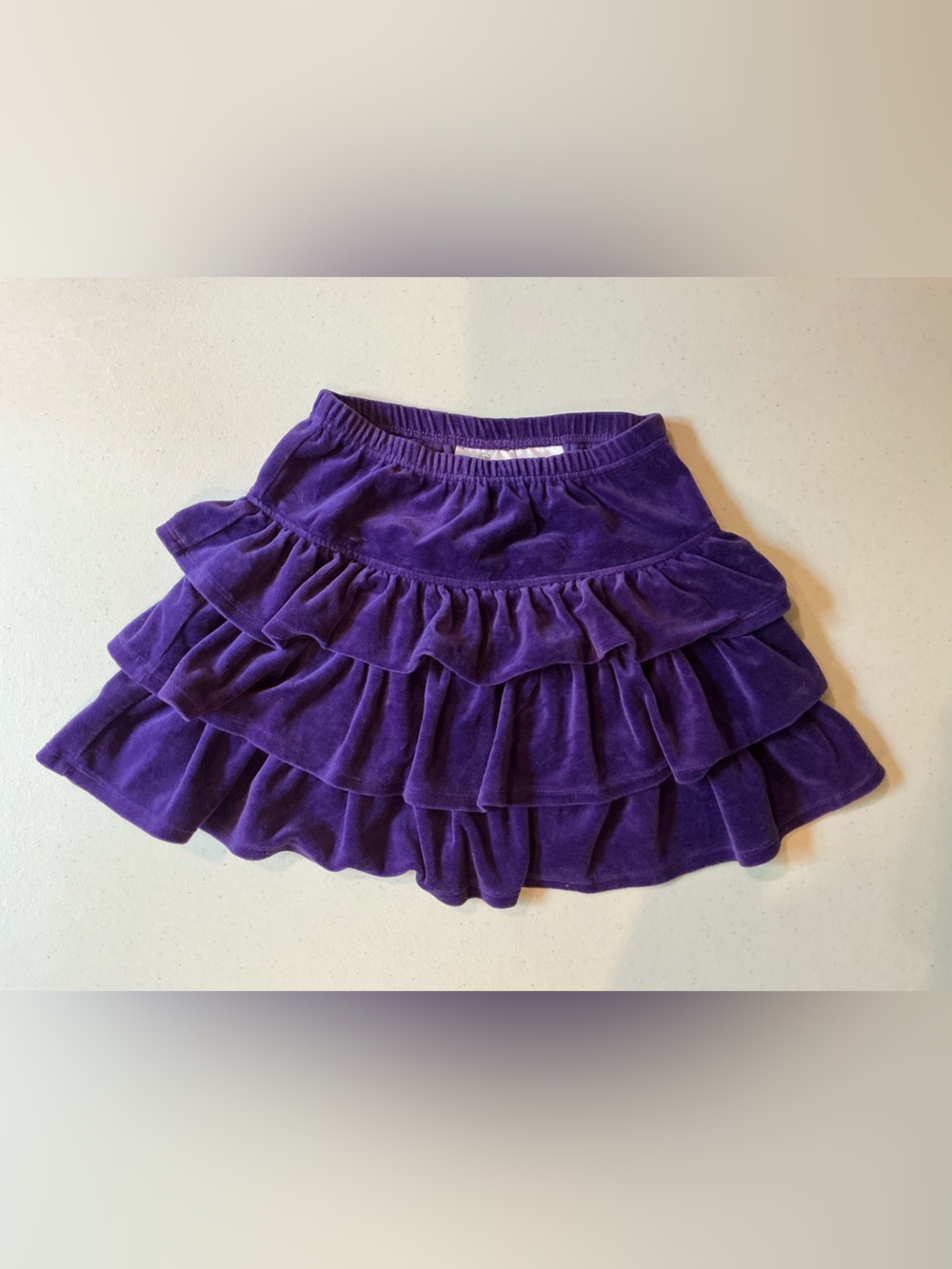 Hannah Anderson Girls size 5/ 110 Velvet Skirt Purple Ruffle